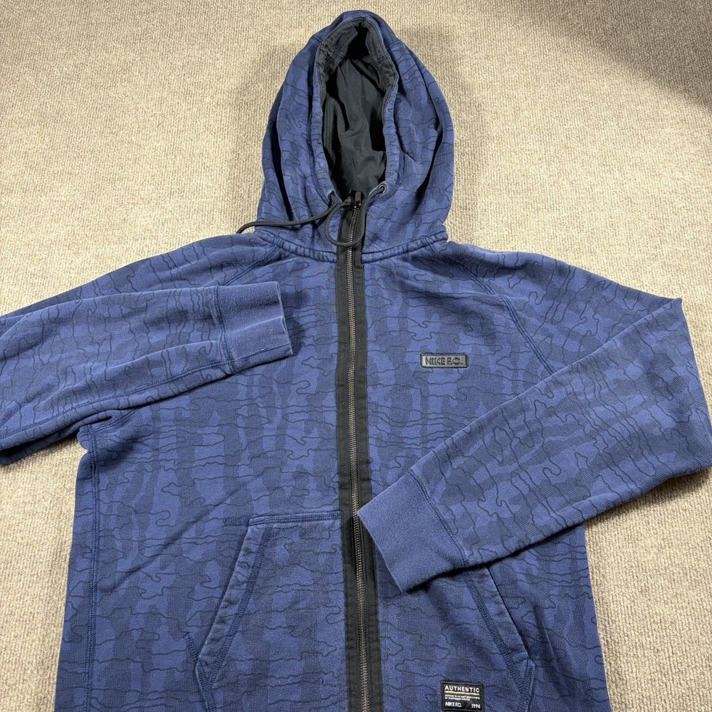 NIKE F.C. blue & black full zip Soccer Hoodie Sweatshirt men's Large